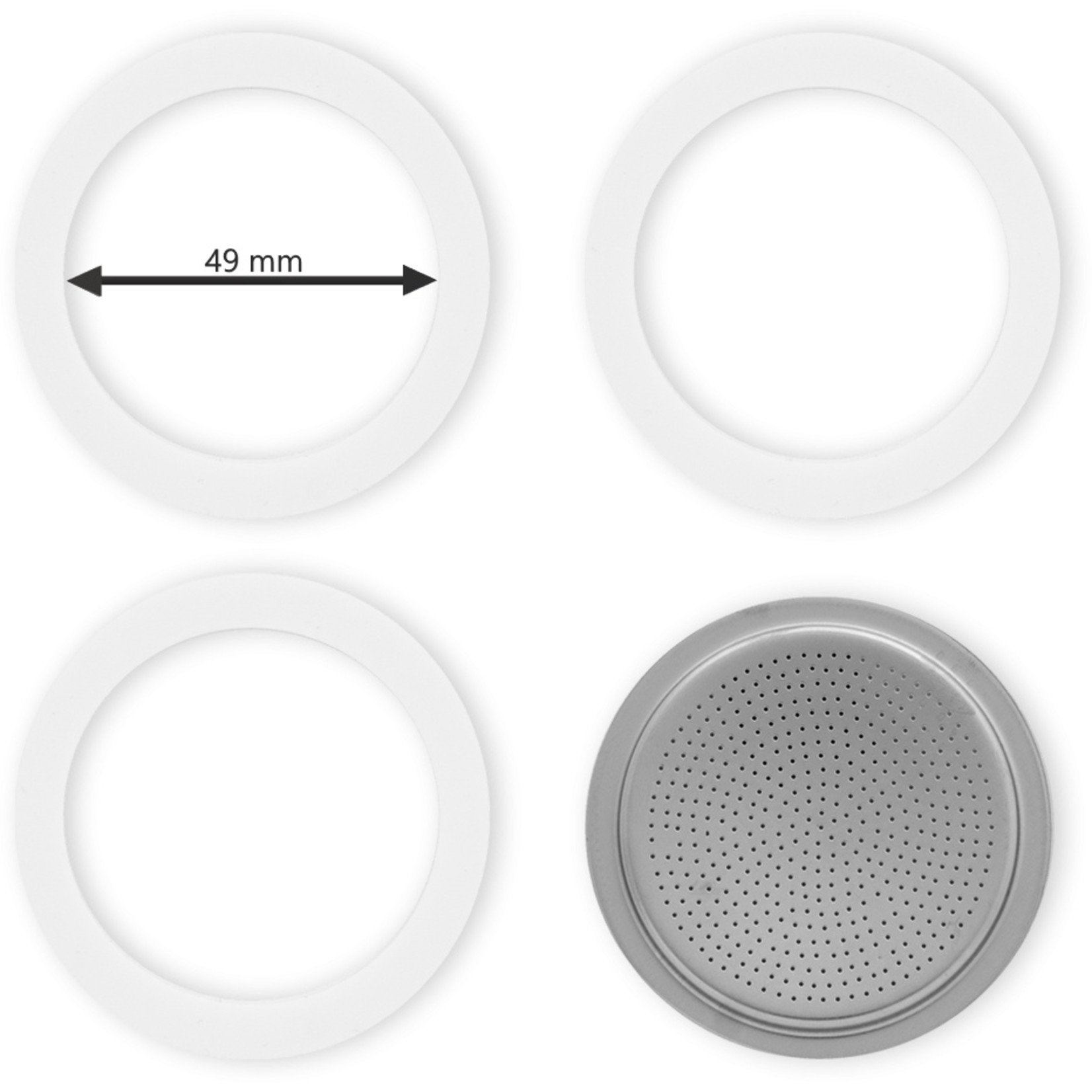 Bialetti Spare Parts filterplaatje met 3 rubberen ringen - 3+4 cup