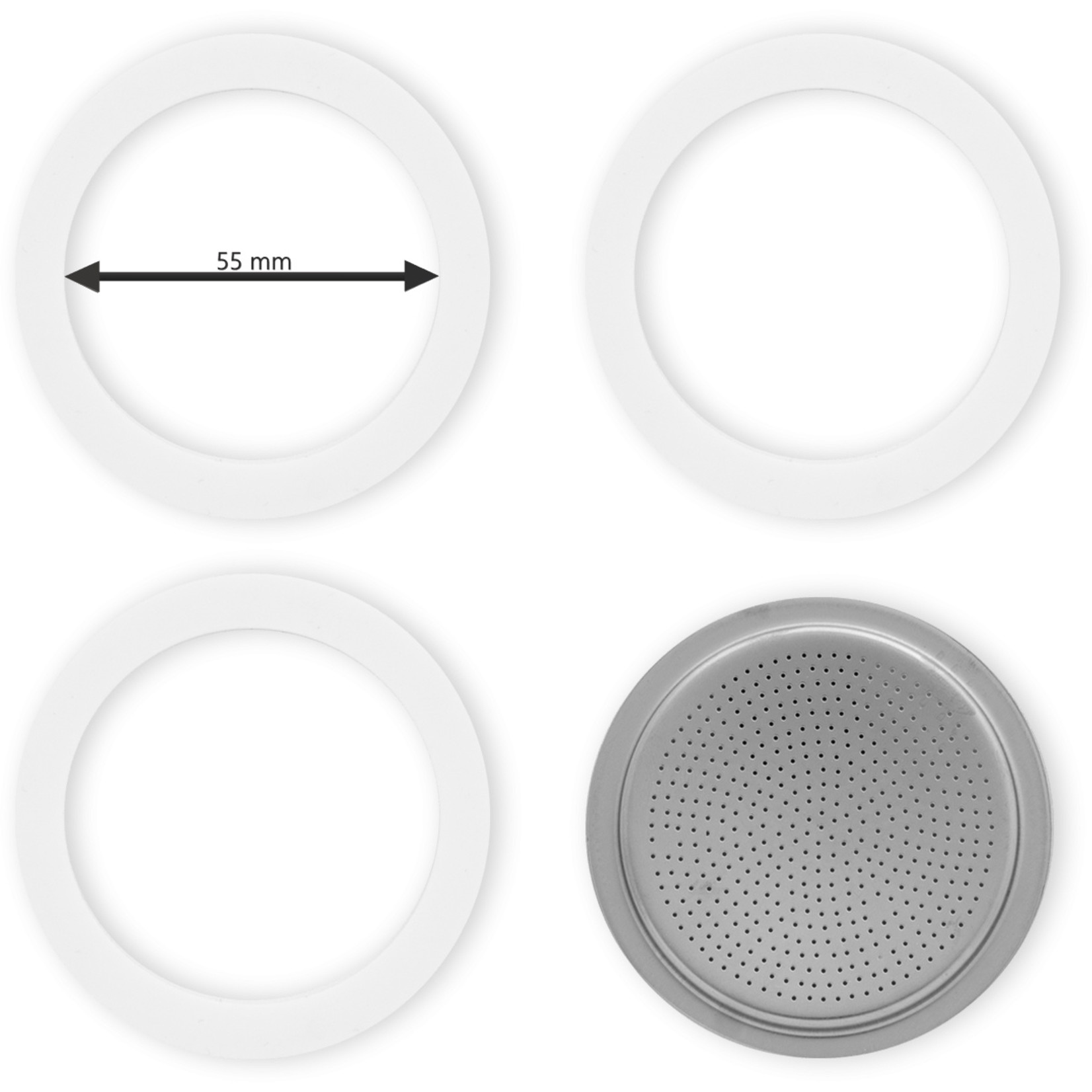 Bialetti Spare Parts filterplaatje met 3 rubberen ringen - 6 cup